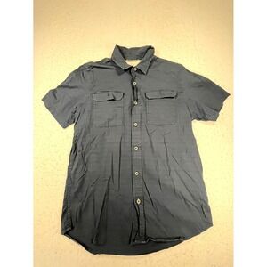 Sierra Designs Shirt Mens Medium Navy Ripstop Hiking Camping Utility Button Up